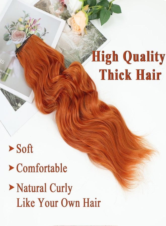 NAYOO Clip in Curly Hair Extensions 4PCS Long Wavy Synthetic Thick Hairpieces with Fiber Double Weft for Women Hair Full Head (20 Inch, Ginger Orange) - Image 5